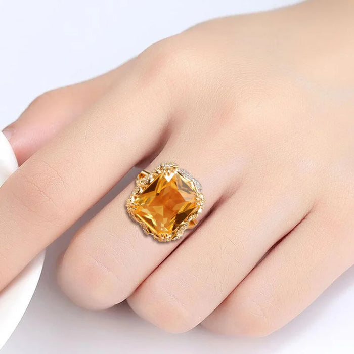 925 Sterling Silver Citrine Gemstone Ring