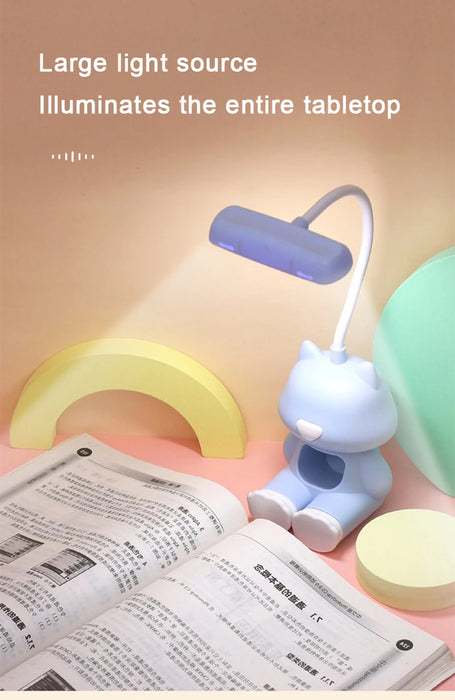 Creative Cute Cat Flexible Led Study Desk Lamp with Phone Holder