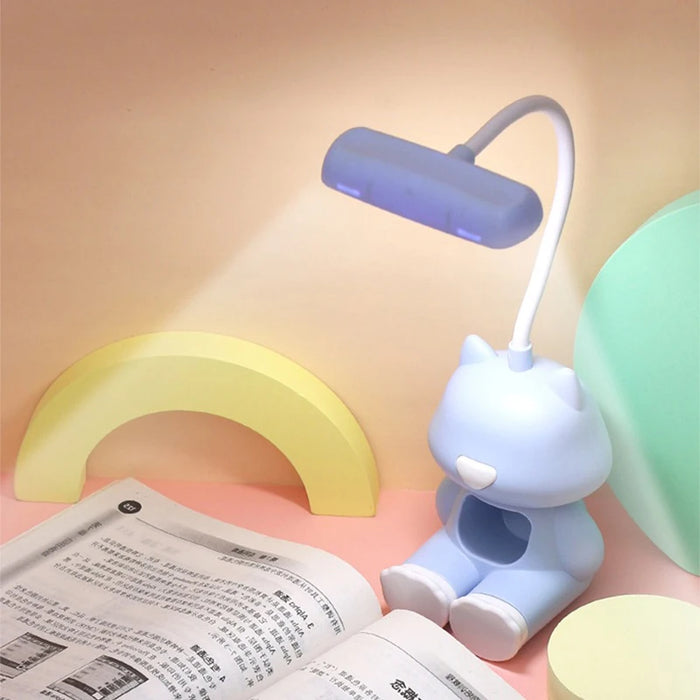 Creative Cute Cat Flexible Led Study Desk Lamp with Phone Holder