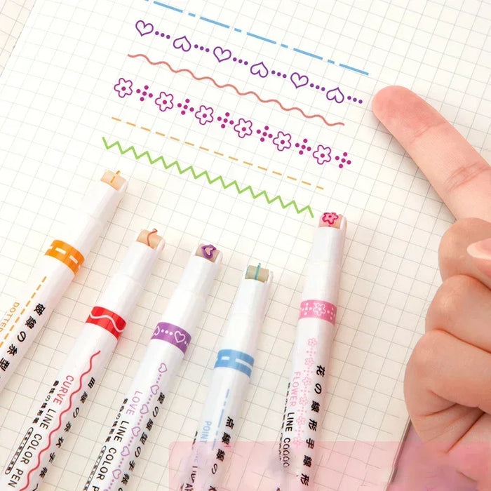 6pcs Curve Liner Marker Pens