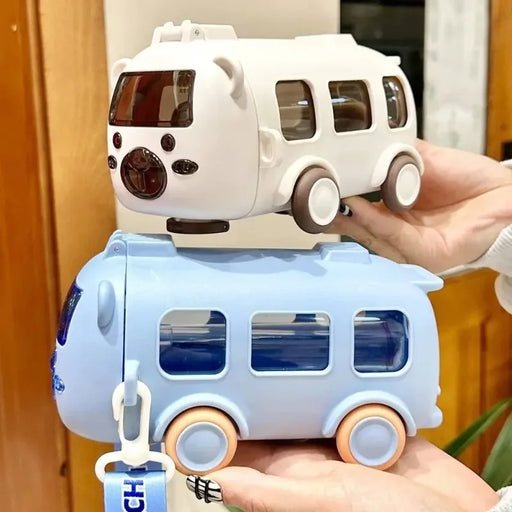 Cartoon Bus Straw Cup Cute Large Capacity Outdoors Car Water Cup Children Drinkware Bounce Straw